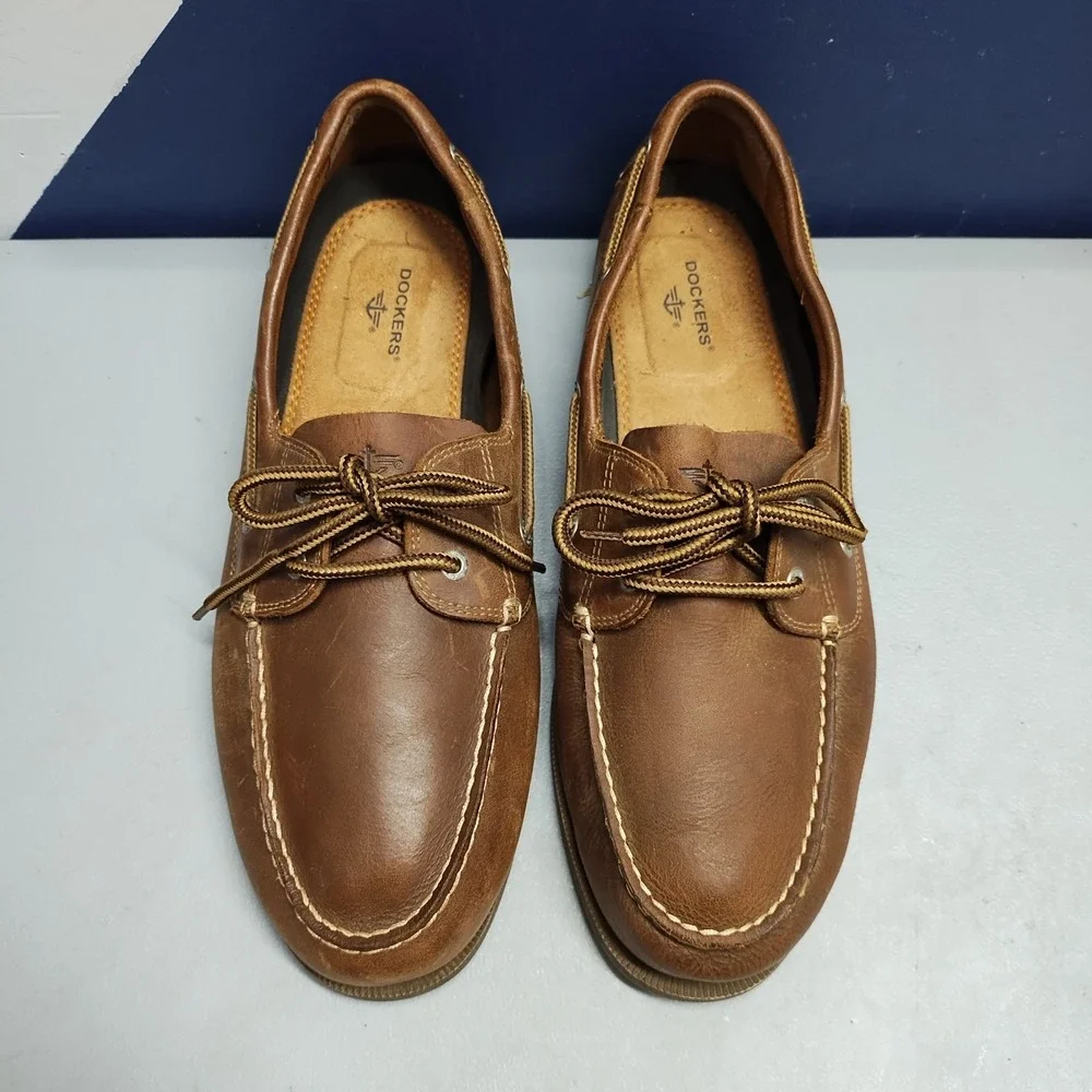Dockers Castaway‎ Boat Shoes Mens US 13W Brown Leather Classic Comfort Lace-Up